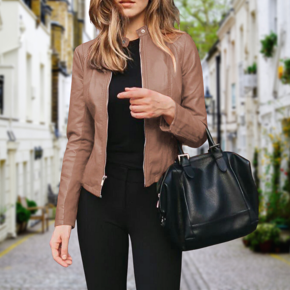 Variant image for Kvinnojacka Bikerstil Läder Elegant Normal Passform-13