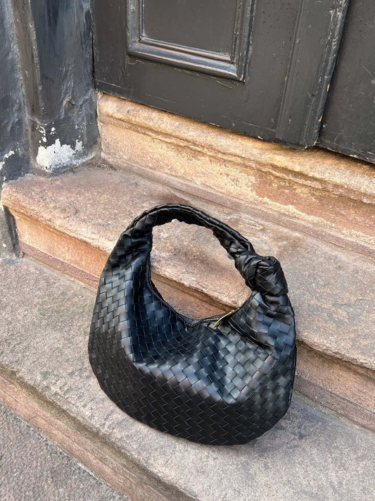 Dam Axelväska Flätade Detaljer Djurvänligt Läder-1