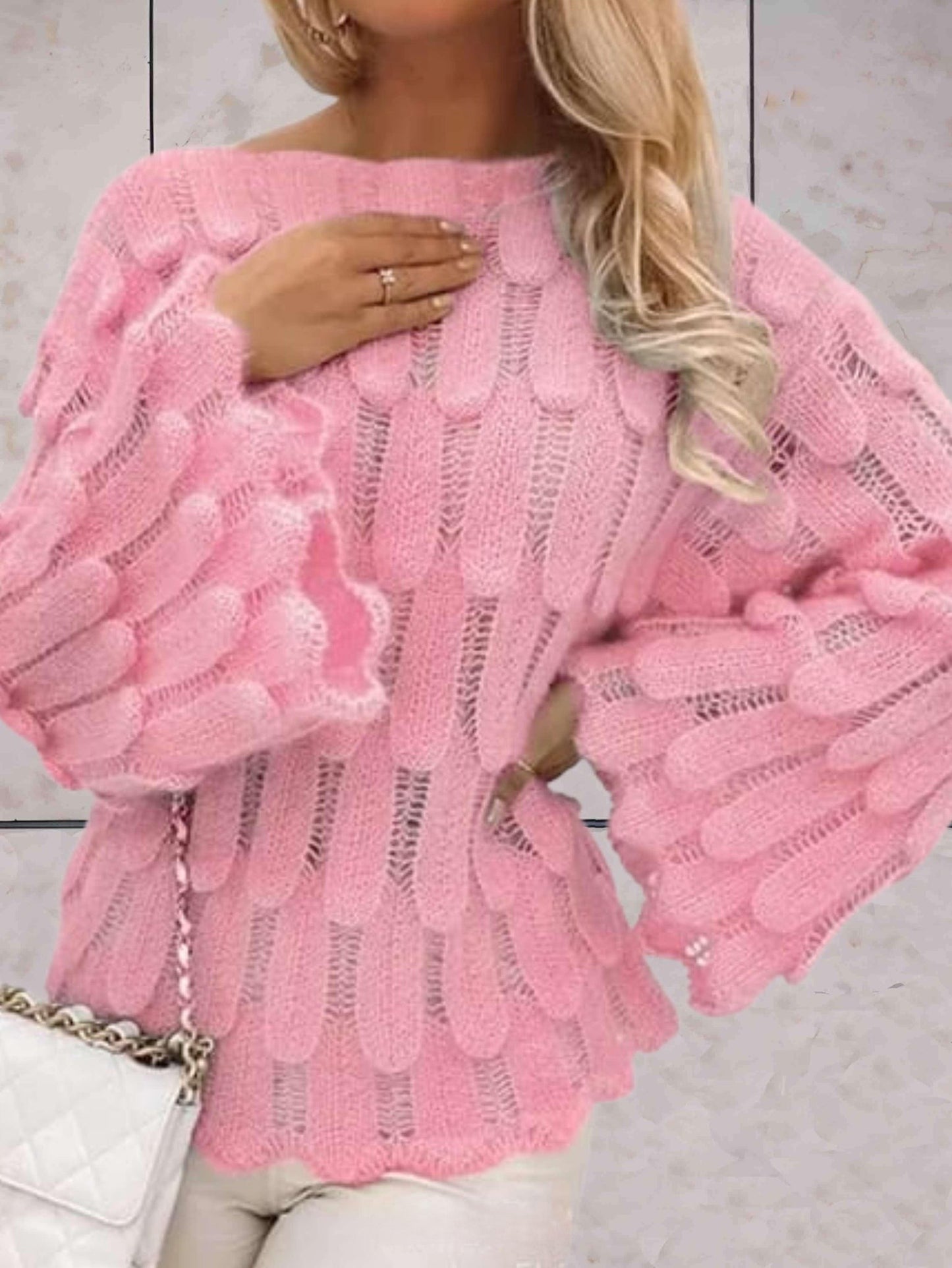 Variant image for Stickad Dam Tröja Avslappnad Mjuk Design-6