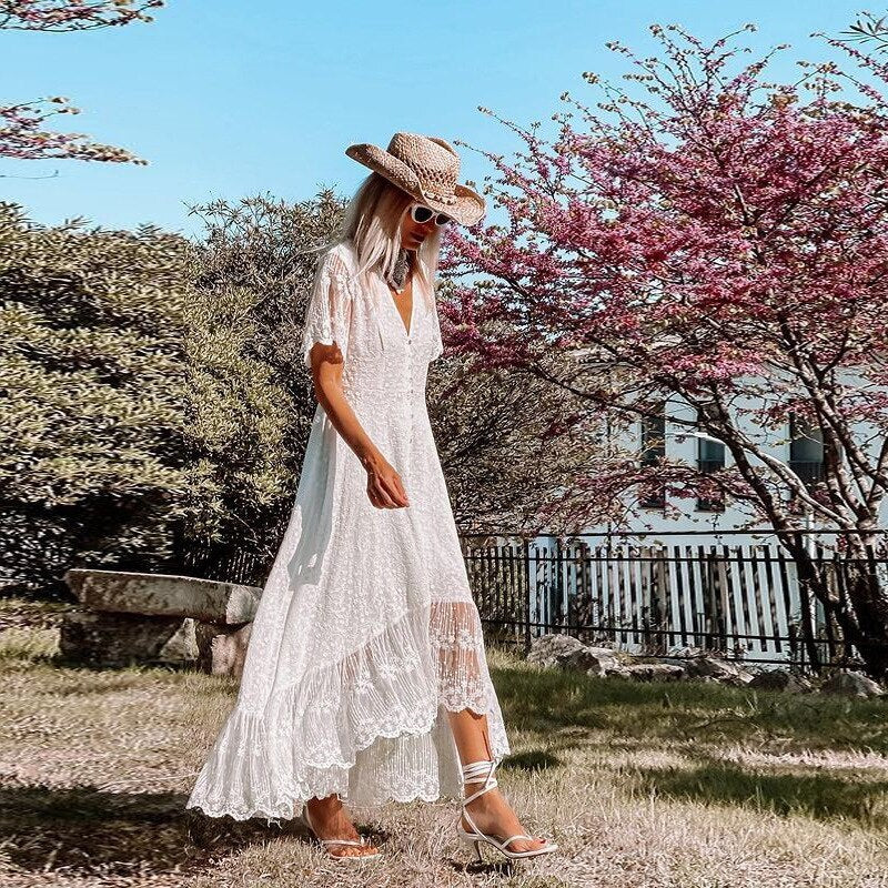 Dam Boho Toppklänning Flödande Bomull Polyester 2