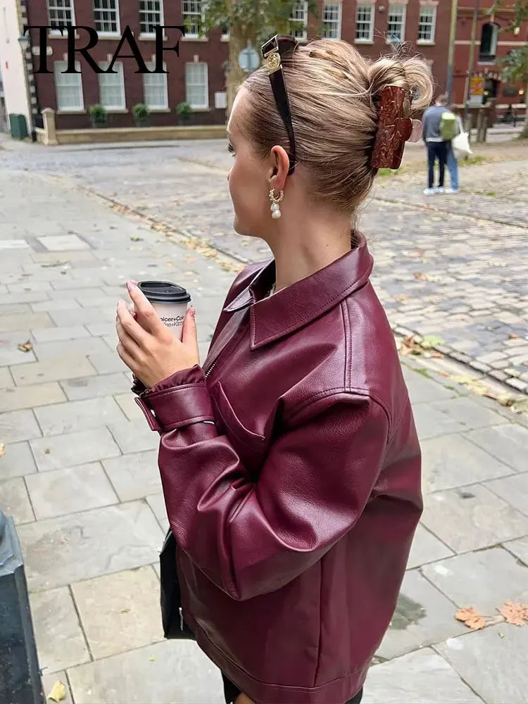 Herrskinnjacka Blixtlås Polyester med Bröstficka-3