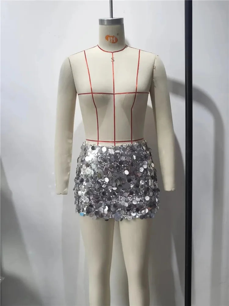 Kvinnors Mini Paljettkjol Elegant Polyester för Fest och Utekvällar 3