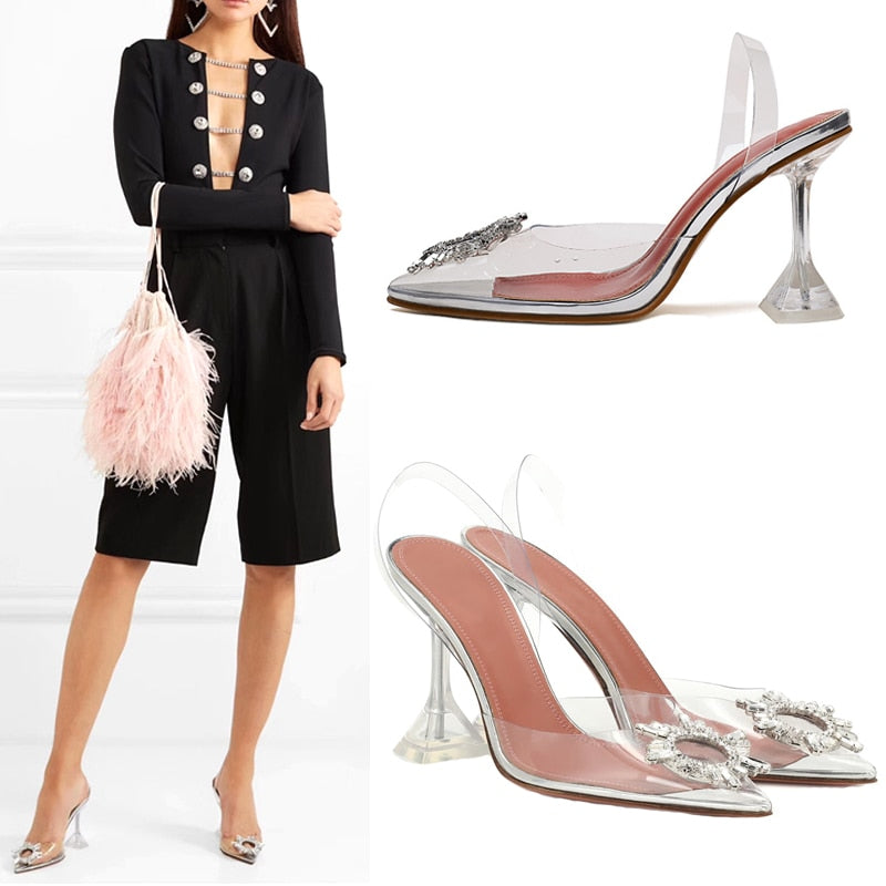 Kvinnor Klara Pumps Transparent PVC Hög Klack-6