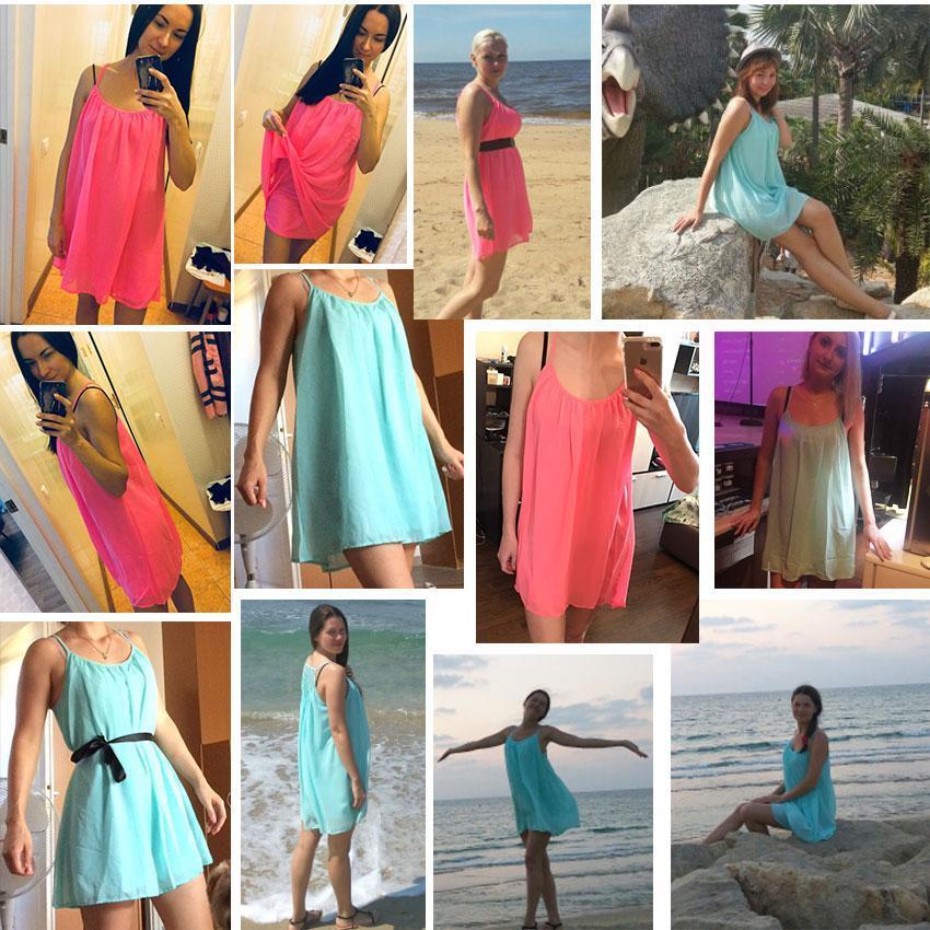 Dam Sommarklänning Med Unik Ryggdesign Lätt Material-2