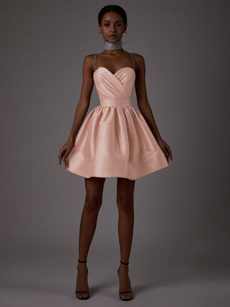 Kvinnors A-Line Mini Klänning Spaghetti Band Polyester 5