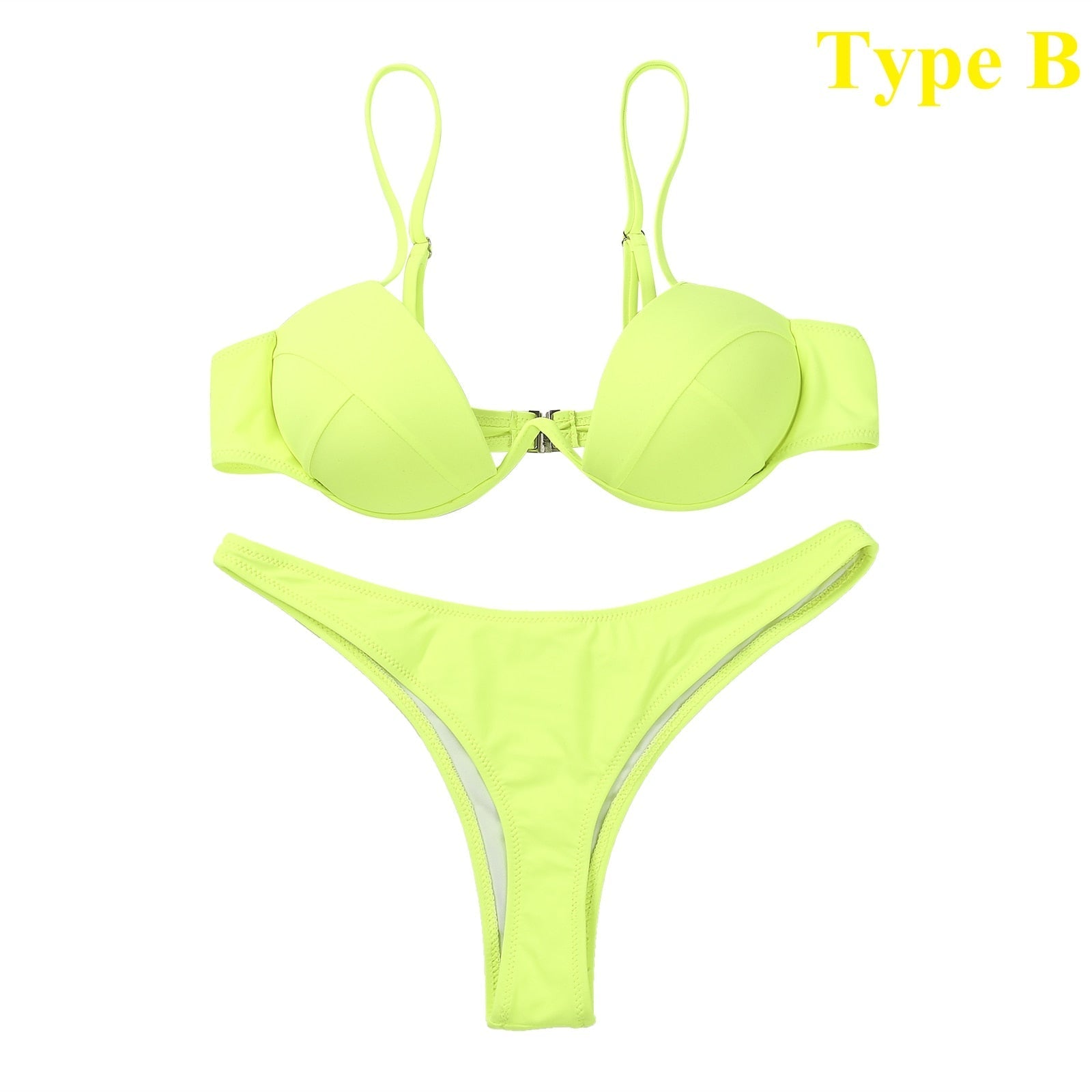 Dam Bikini Monokrom Bandage Vadderad Elastiskt Tyg-3