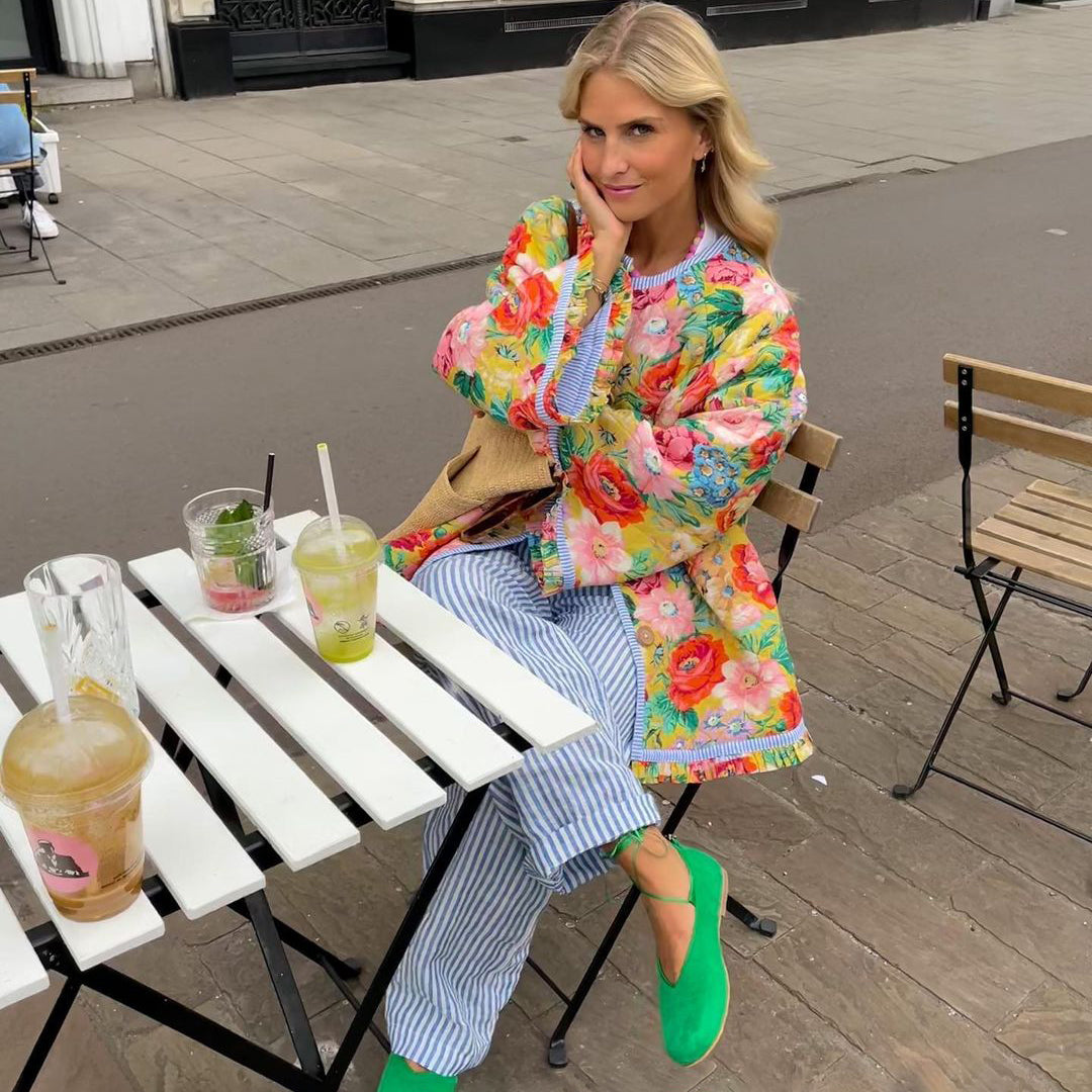 Damjacka Överdimensionerad Tweed Löst Fit 100% Bomull-2