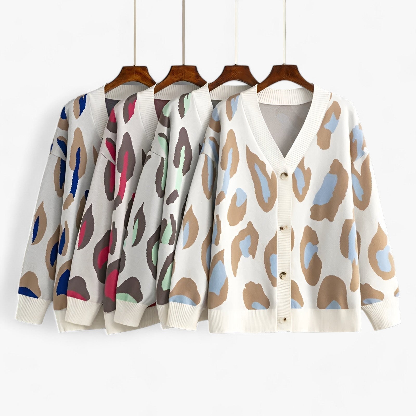 Dam Lång Kofta V-ringad Löst Snitt Mjukt Material-2