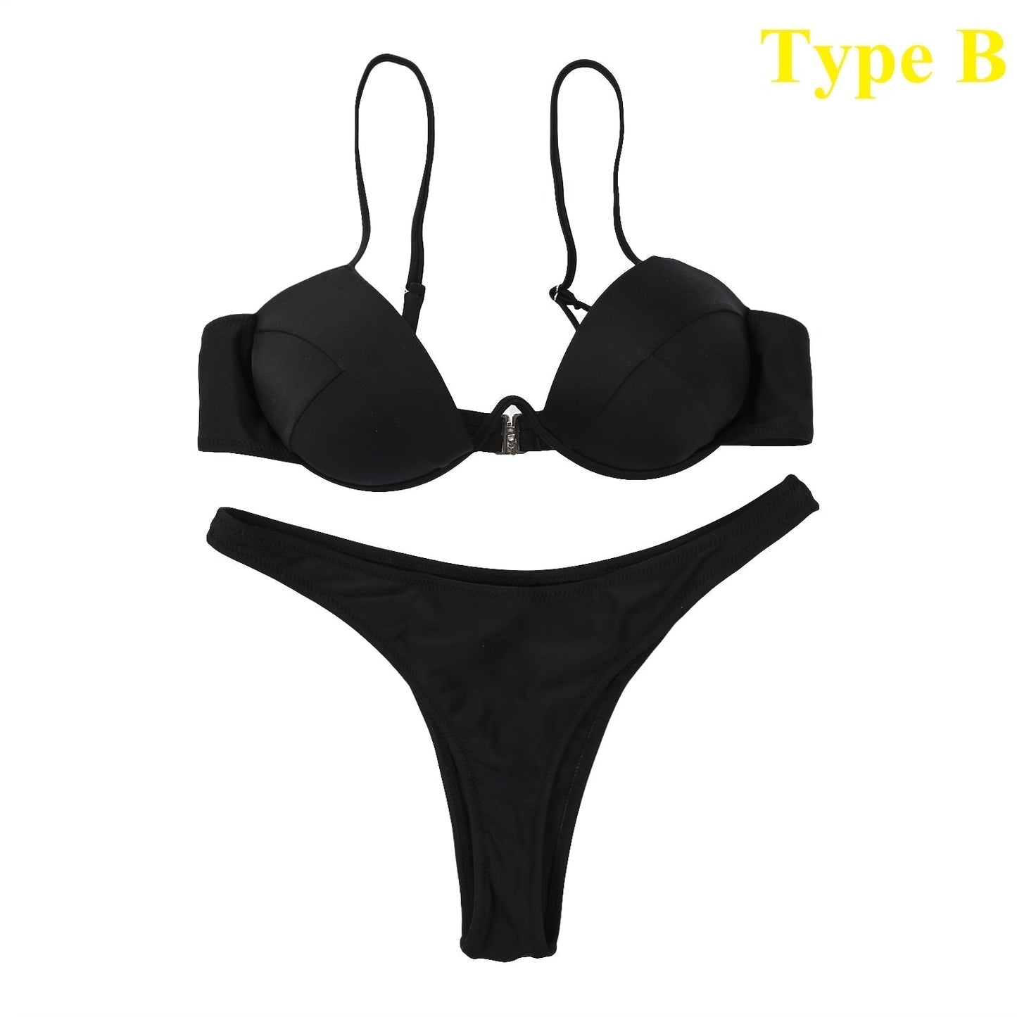Dam Bikini Monokrom Bandage Vadderad Elastiskt Tyg-6