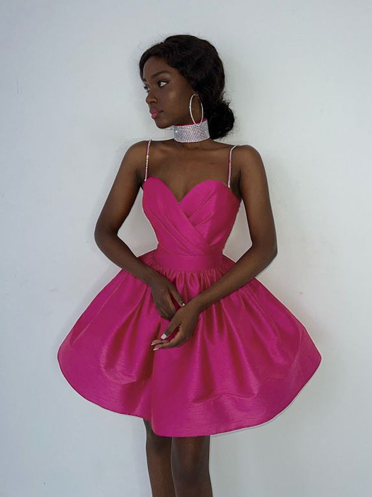 Kvinnors A-Line Mini Klänning Spaghetti Band Polyester 9