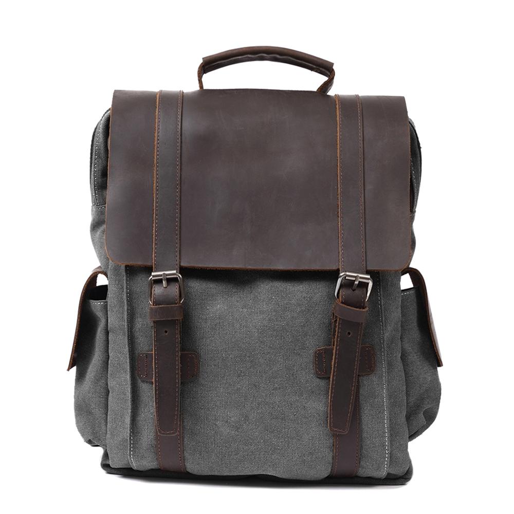 Unisex Ryggsäck Kompakt Canvas Vintage Stil Durable Material 10