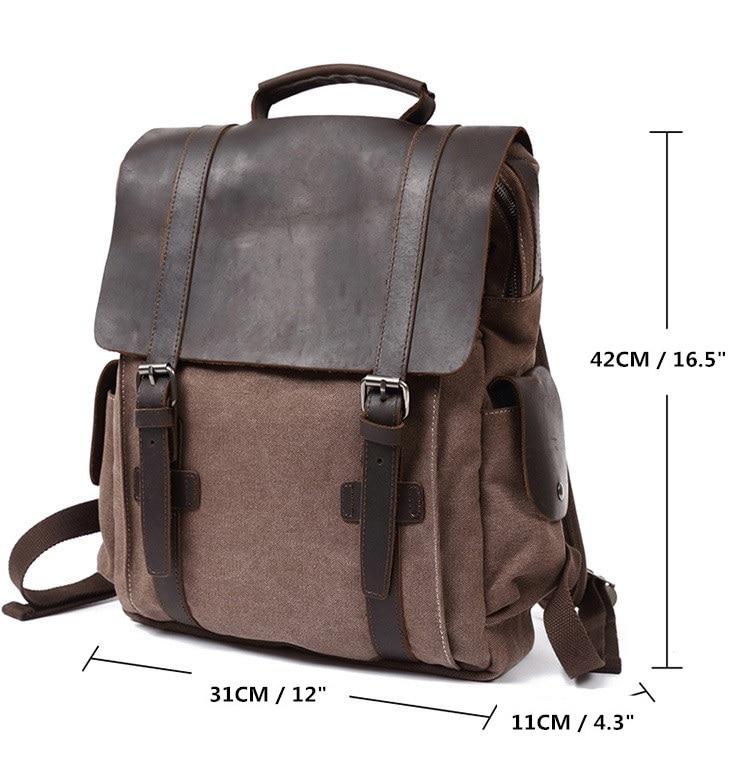 Unisex Ryggsäck Kompakt Canvas Vintage Stil Durable Material 3