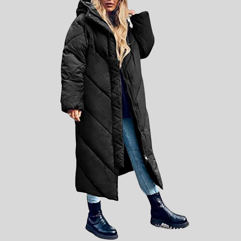 Variant image for Lång Vinterjacka Dam med Huva Isolerande Material för Kalla Dagar-13