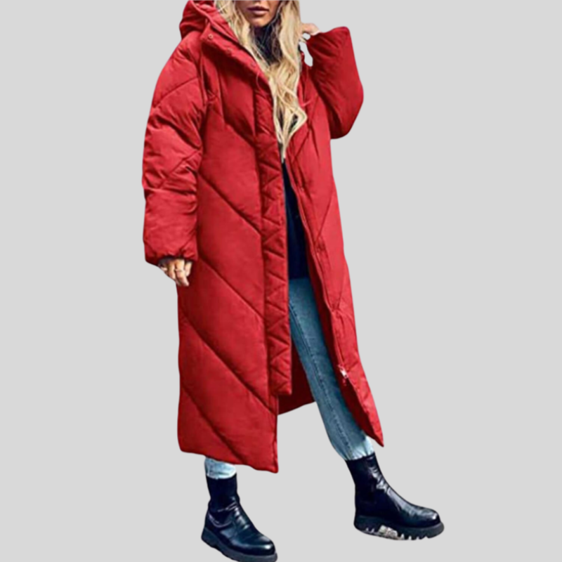 Variant image for Lång Vinterjacka Dam med Huva Isolerande Material för Kalla Dagar-7