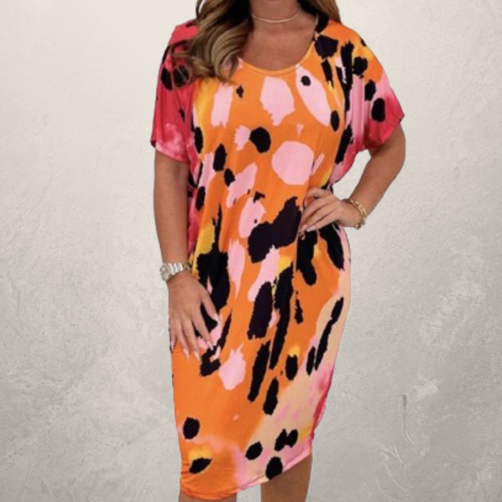 Kvinna Klänning Tryckt Polyester Elegant Allsidig Design-2