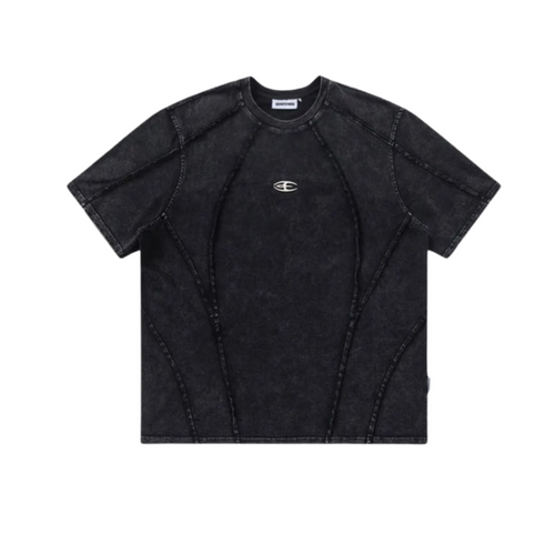 Dam T-shirt Vintage Patchwork Bomull Med Ledig Passform 1