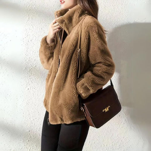 Vinterkappa Dam Teddy med Huva för Kalla Dagar-1