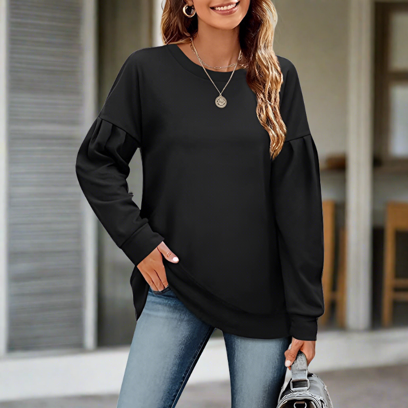 Dam Sweatshirt Casual Bomullsblandning Avslappnad Stil 1