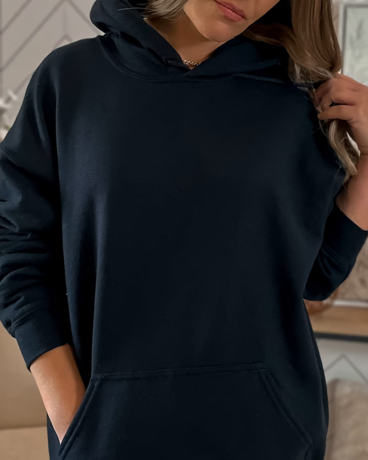 Dam Hoodie Avslappnad Design Mjuk Bomull-2