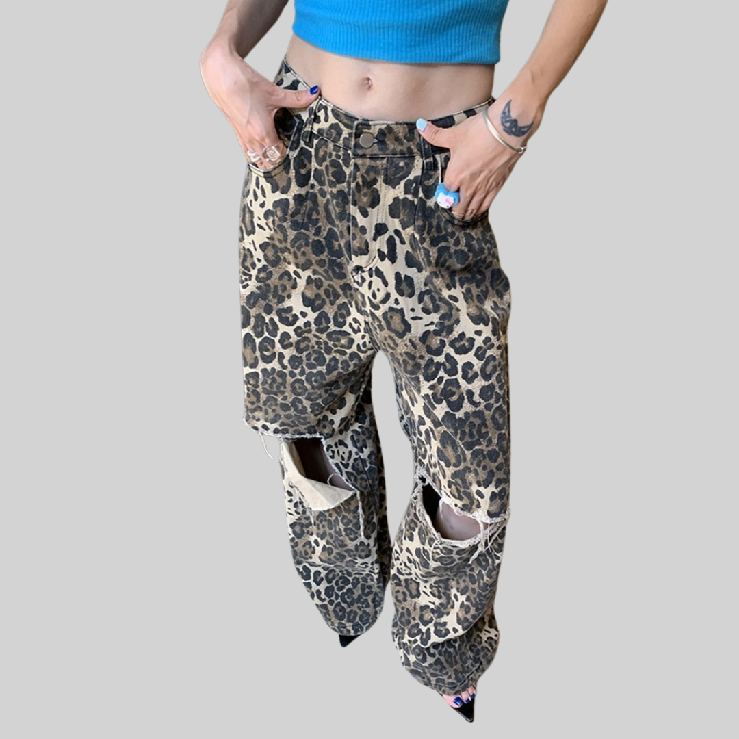 Herr Jeans Streetwear Leopardmönster Bomull Polyester-4