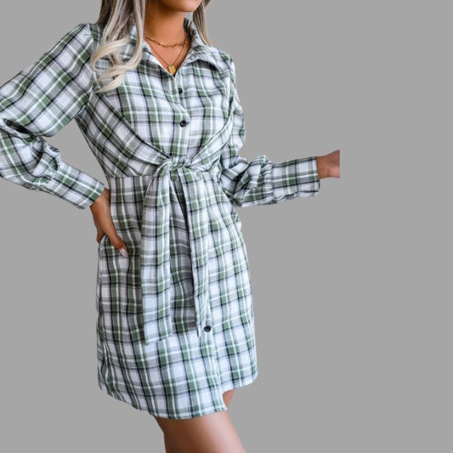 Herrskjorta Rutig Design Polyester Elegant Modern Silhuett 4