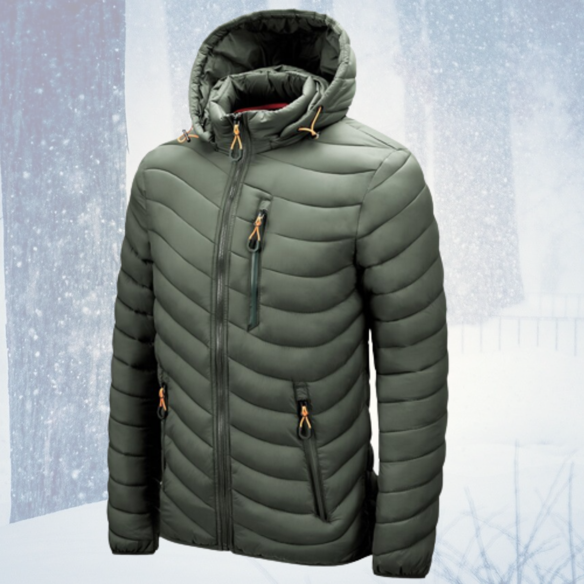 Herrjacka Vinter Vattentät Hybridjacka med Avtagbar Huva Fjädrande Polyester-3