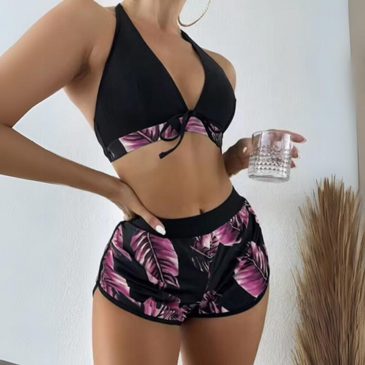 Dam Hög Midja TriangulÀr BikiniuppsÀttning Snabbtorkande Tyg-1