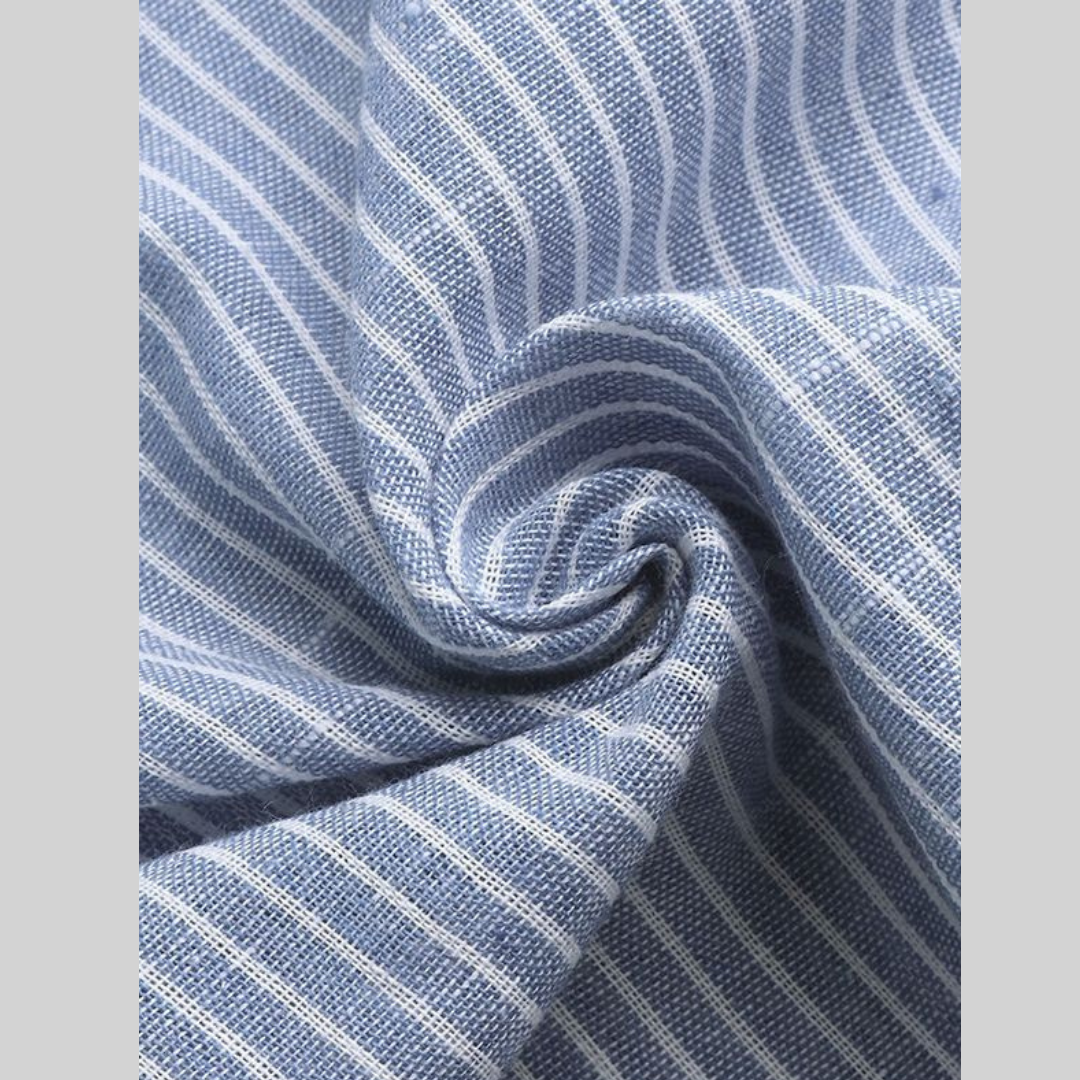 Herrskjorta Långärmad Casual Halv Längdknapp Bomull Polyester-4