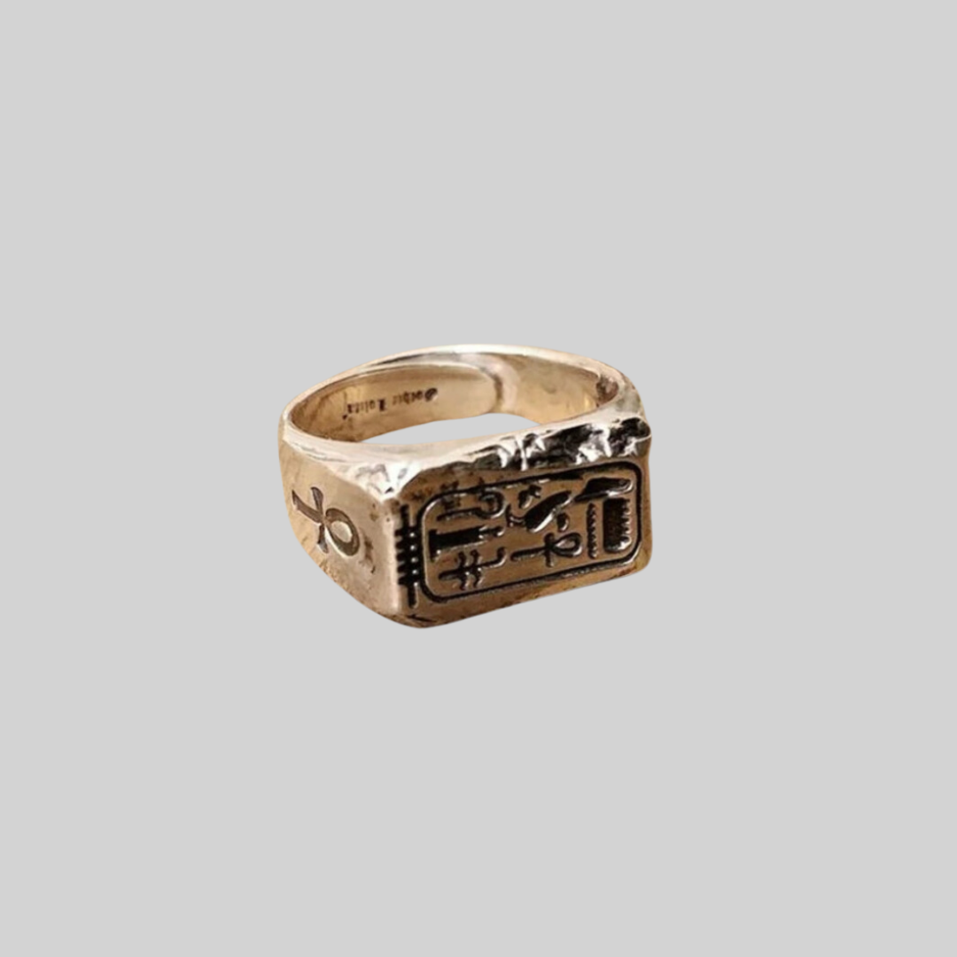 Öppen Vintage Ring i Metall för Dam – Justerbar Passform med Egyptisk Design 3