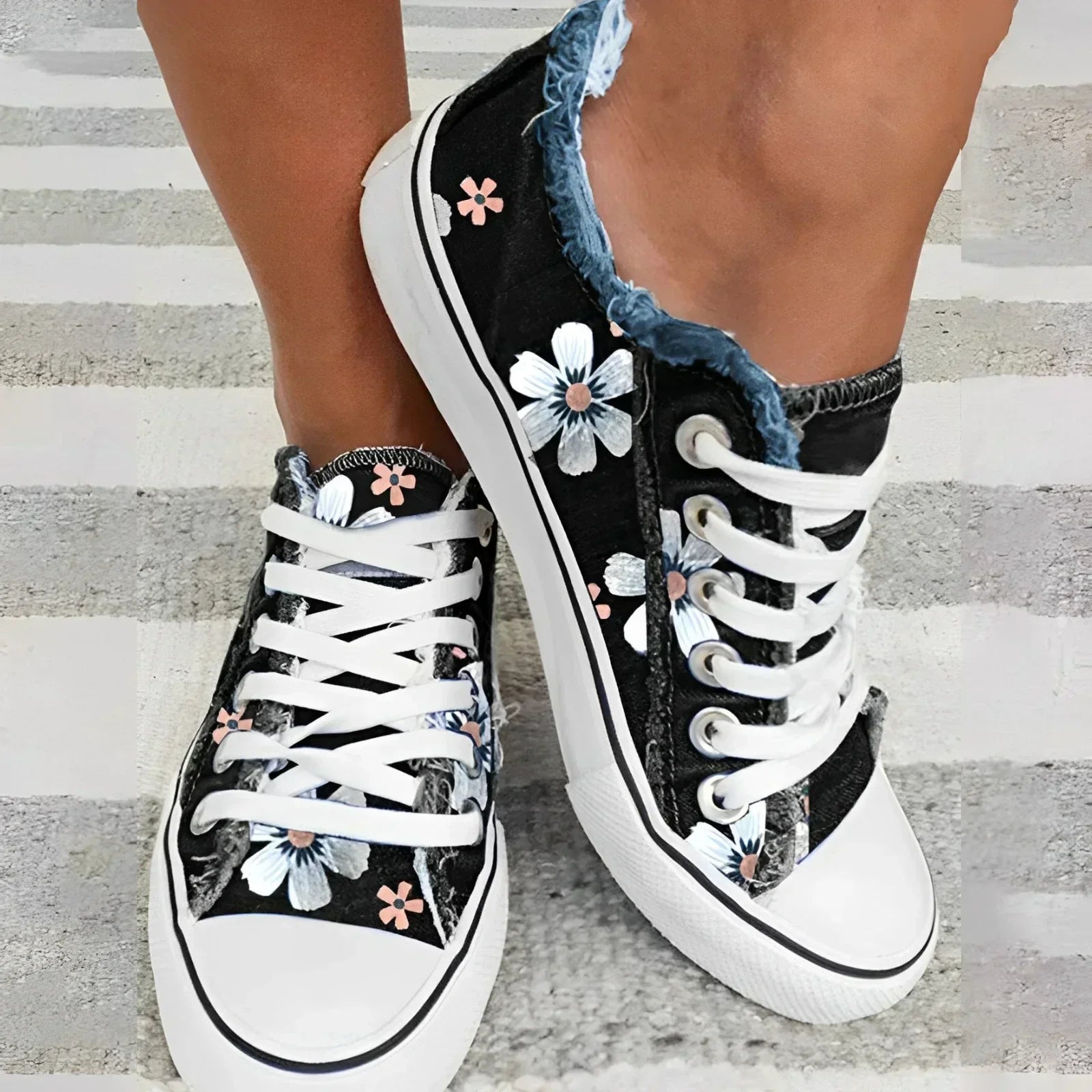 Kvinnors Sneakers Blommönster Lätt Textil Skor-1