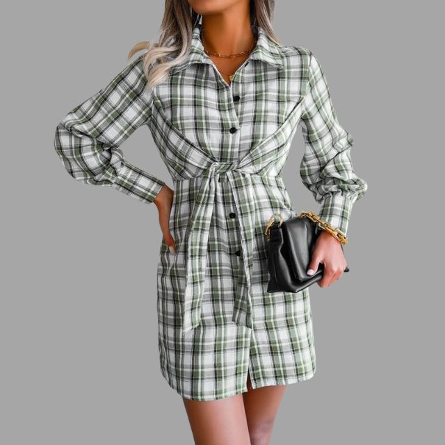 Herrskjorta Rutig Design Polyester Elegant Modern Silhuett 5
