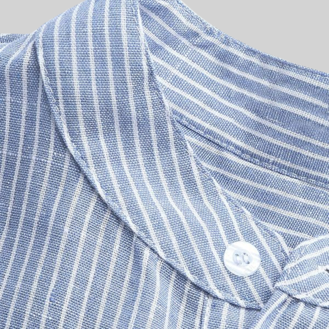 Herrskjorta Långärmad Casual Halv Längdknapp Bomull Polyester-3