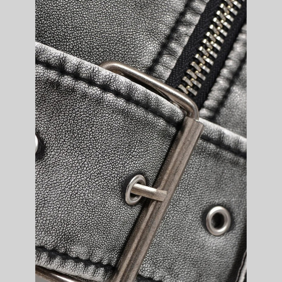 Herr Bikerjacka Retro Syntetiskt Läder 5