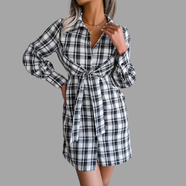Herrskjorta Rutig Design Polyester Elegant Modern Silhuett 10