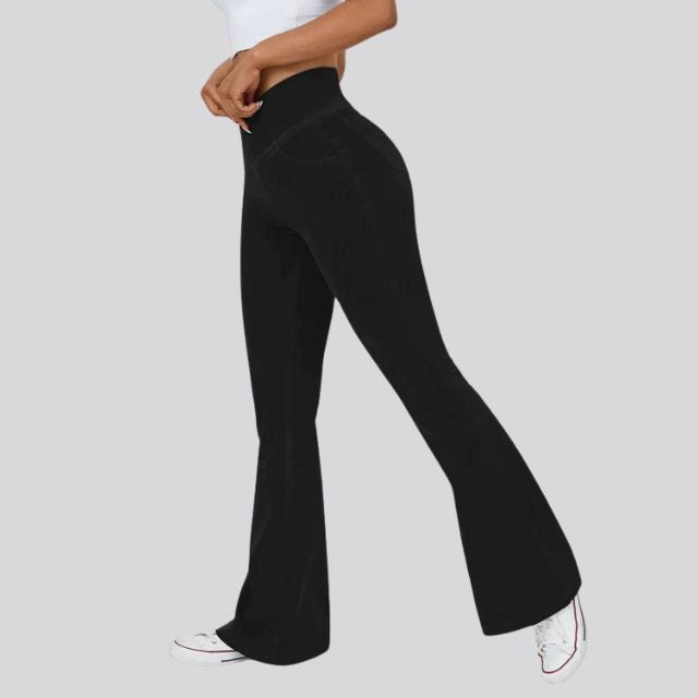 Dam Leggings Hög Midja Bred Ben Nylon Polyester-6