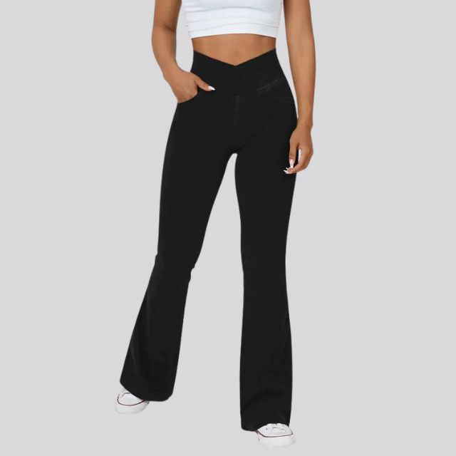 Dam Leggings Hög Midja Bred Ben Nylon Polyester-4