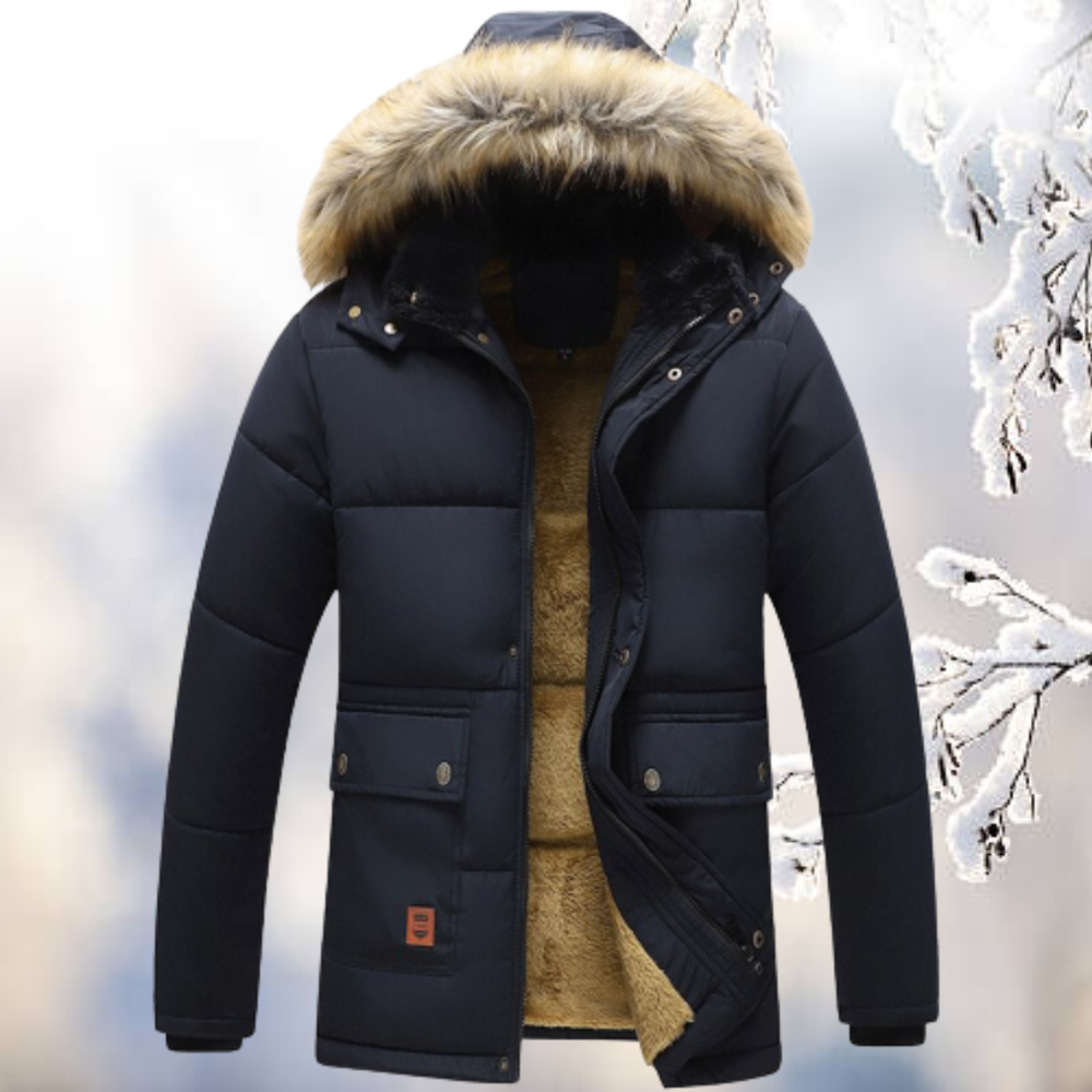 Dam Parkas Vindtät Material med Päls Huva 2