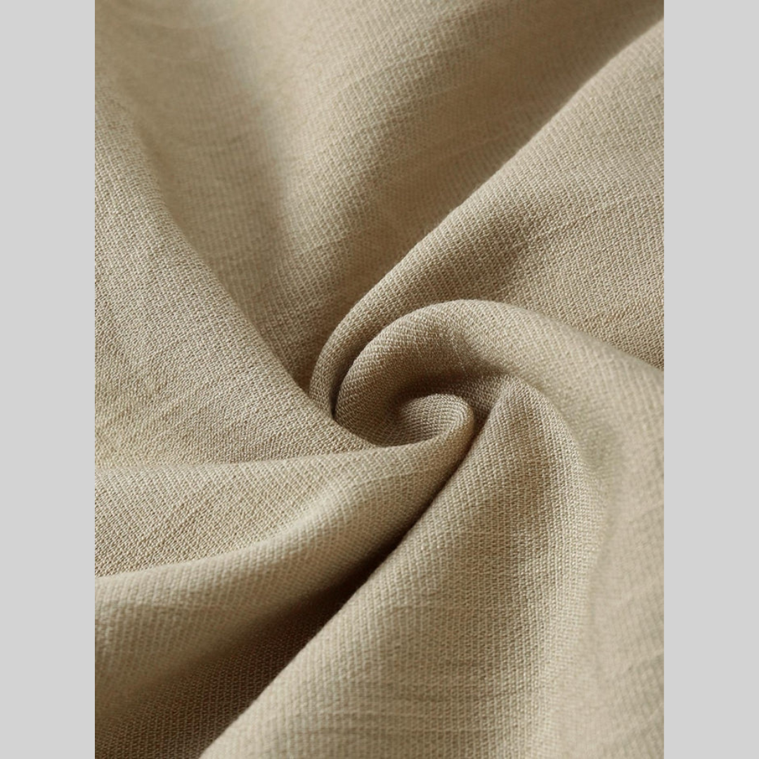 Herrskjorta Kort Ärmar Linne Polyester Viskos-6