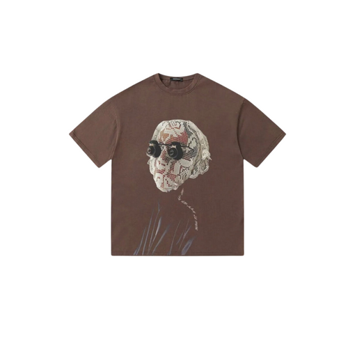 Dam Vintage Skjorta O-hals Bomull Elegant Design-1