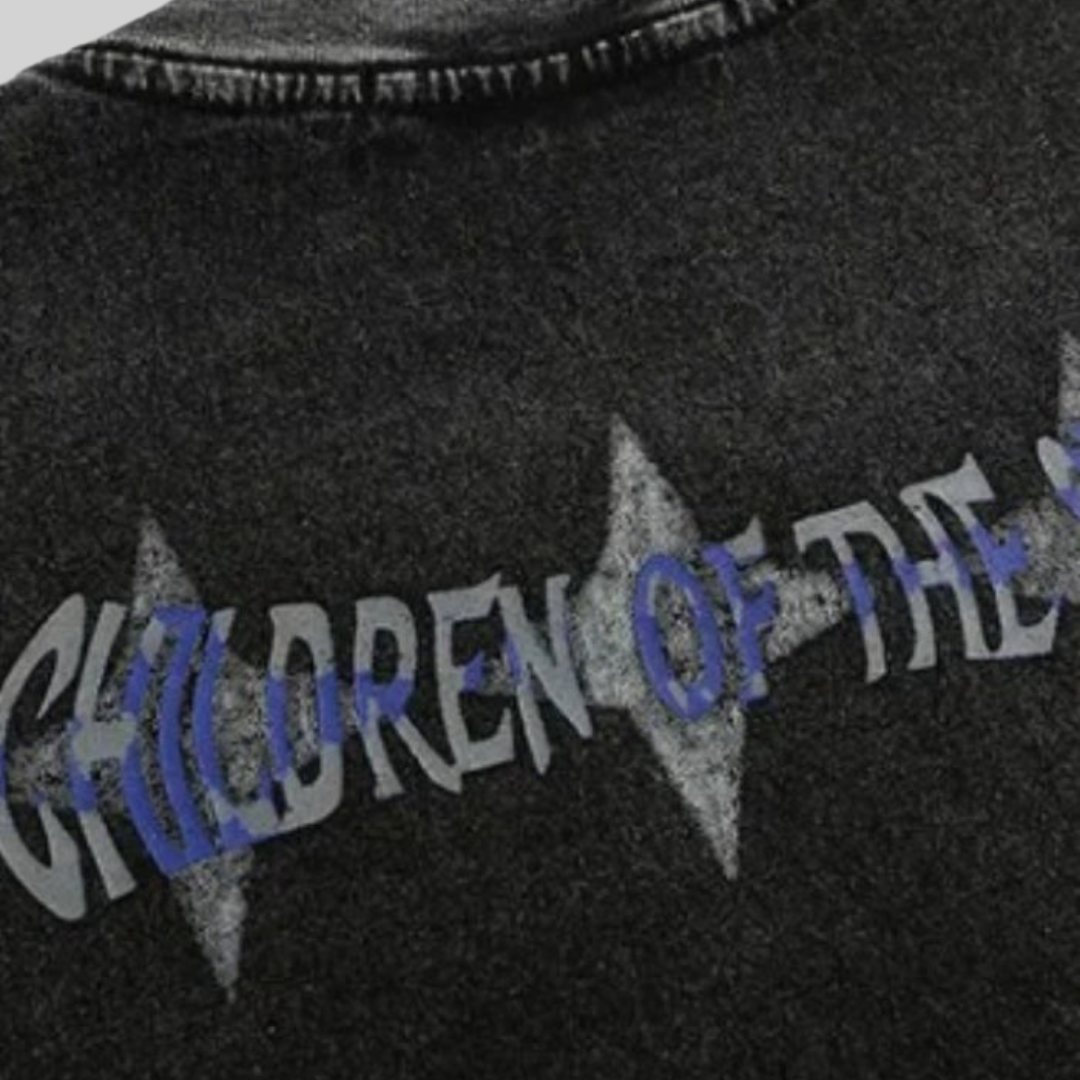 Herr T-shirt med Reflekterande Gothic Tryck i Mjuk Bomull – Klassisk Passform för Vardag och Fest 4