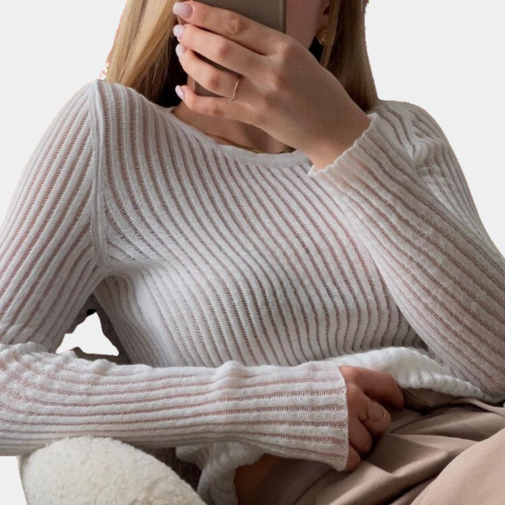 Kvinnors Långärmad Topp Modern Design Andningsbart Material-2