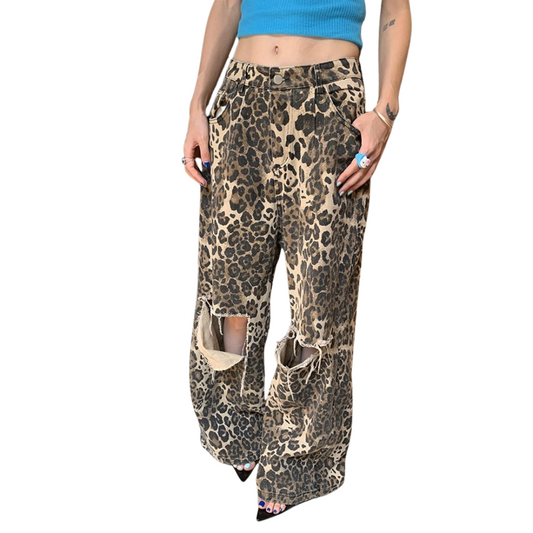 Herr Jeans Streetwear Leopardmönster Bomull Polyester-1