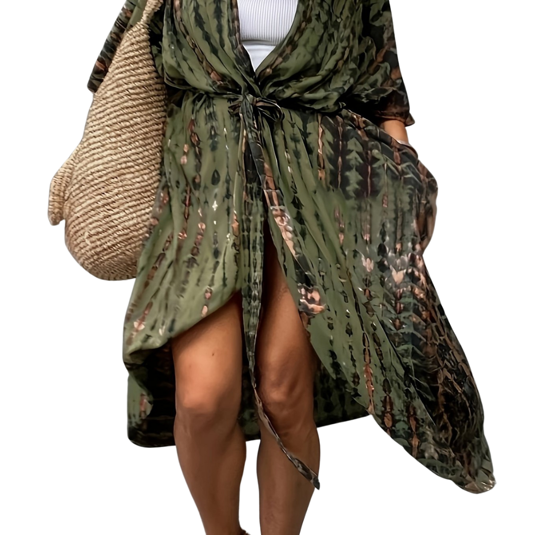 Dam Midi Kimono Boho Löst Passform Viskos-6