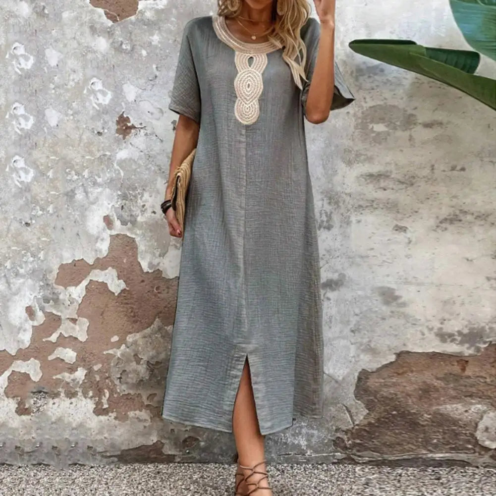 Kvinnors Klänning V-ringning Ärmlös Bomull 3