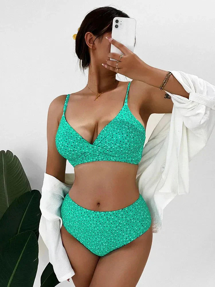 Variant image for Dam Bikini Set Hög Midja Elastisk Blandning Trendig Design-73