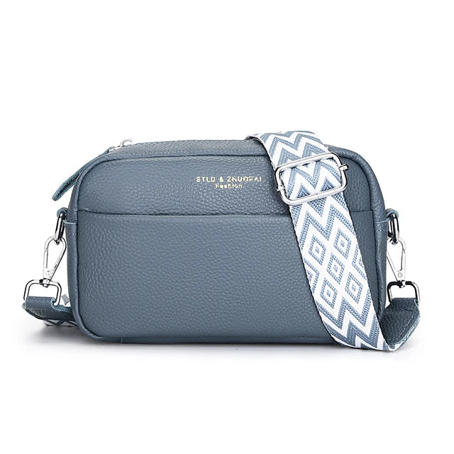 Dam Crossbody Väska Äkta Läder Justerbart Bärband Elegant Design 8