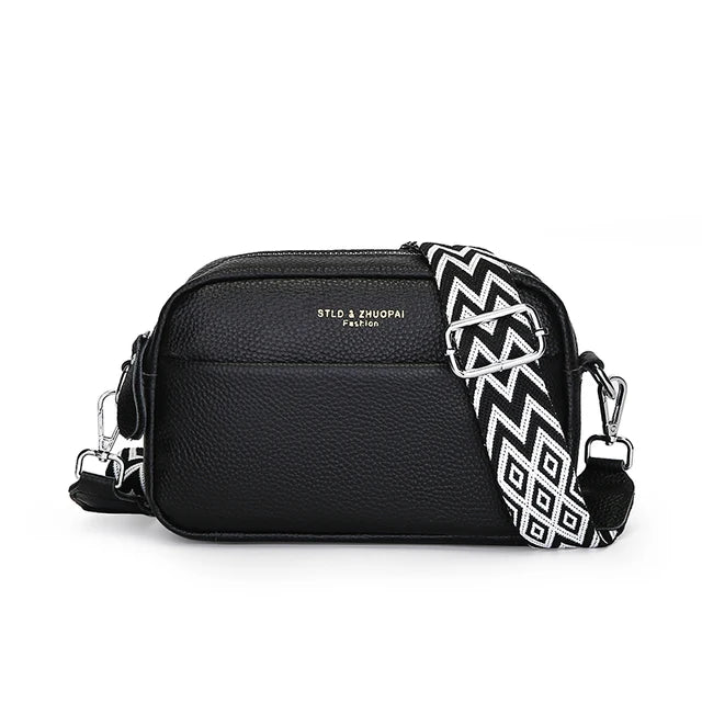 Dam Crossbody Väska Äkta Läder Justerbart Bärband Elegant Design 1