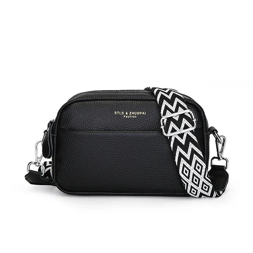 Dam Crossbody Väska Äkta Läder Justerbart Bärband Elegant Design 1