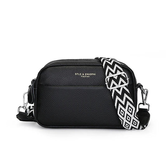 Dam Crossbody Väska Äkta Läder Justerbart Bärband Elegant Design 1