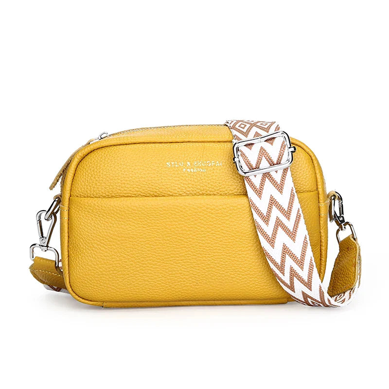 Dam Crossbody Väska Äkta Läder Justerbart Bärband Elegant Design 2